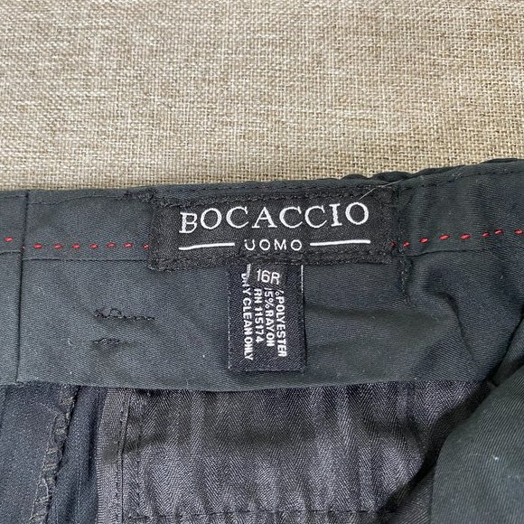 Bocaccio Uomo Pleated Dress Pants Women's 16R Black Pinstriped Business Office - Picture 4 of 13